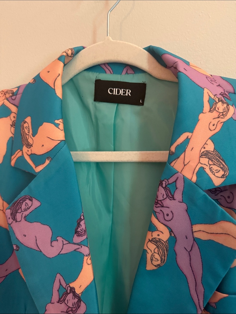 Cider Teal Blazer with Pink and Purple Diver Print - Picture 2 of 3